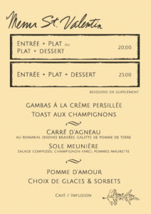 Menu St Valentin